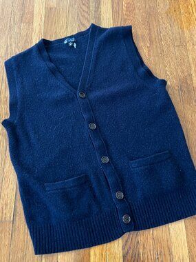 J. Crew Premium 100% Lambswool Navy Blue Sweater Vest - Men's Medium/Small